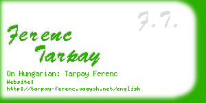 ferenc tarpay business card